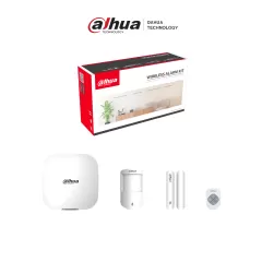 DAHUA--DAHUA DHI-ART-ARC3000H-03-W2 - Kit de alarma inalámbrico, Conexión: Wifi y ethernet, Incluye: HUB 1.0, sensor de movimiento PIR, contacto magnético y control remoto, App DMSS, Frecuencia 433 MHz, Tecnología: AirShield-