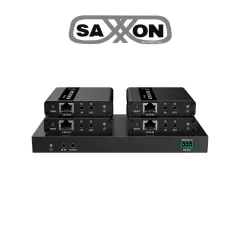 SAXXON--SAXXON LKV724P- Kit Extensor HDMI de 4 Puertos/ Resolucion 4K@30Hz/ Hasta 40 metros con resolución 4K y 70m a 1080P/ Cat 6/ 6A/ 7/ Loop HDMI/ Transmisor IR/ Plug and play-