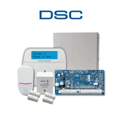 DSC--DSC NEO-LCD-SB -Paquete SERIE NEO con panel HS2032 de 8 zonas cableadas expandible a 32 / Teclado Alfanumérico HS2LCDN / Sensor PIR LC-200 Cableado / 2 contactos cableados / Transformador / Gabinete GTVCMX003 / Sin Batería-