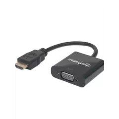 MANHATTAN--MANHATTAN 151467 - Convertidor HDMI a VGA/ Puerto HDMI Macho a VGA hembra/ Imágenes en Alta Definición en Monitor VGA/-