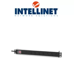 INTELLINET--INTELLINET 207102 - Barra PDU multicontacto de 7 salidas para montaje en 1.5 UR/ 19" / Enchufes Tipo EU (NEMA 5) / Cable de alimentación de 3m / Con protección para Picos y cortos circuitos-