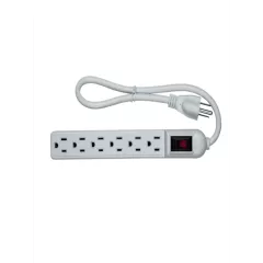 MARCAS VARIAS--ARGOS 9700250 - Barra multicontactos con supresor de picos / 6 tomas aterrizadas / Uso interior / Color blanco / 110-125V AC / 1875W /-