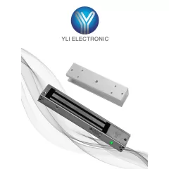 YLI ELECTRONIC--YLI YM280NLEDULPACK Paquete de Cerradura Magnética YM280NLED y MBK280UL para Puertas de Vidrio sin Marco / 280 kg (600 Lb) / Con Indicador Led-