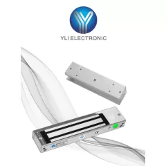 YLI ELECTRONIC--Paquete de Cerradura Magnética YM180NLED y MBK180UL para Puertas de Vidrio sin Marco / 180 kg (350 Lb) / Con Indicador Led-