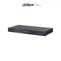 DAHUA--DAHUA CS4218-16ET-135 - Switch PoE de 18 Puertos/ 16 Puertos Poe 10/100/ 2 Puertos Uplink 10/100/1000 + 2 Puertos SFP/ 135 Watts Totales/ Administrable en la Nube por DoLynk Care/ PoE Hasta 250 Metros/ Carcasa Metalica/ Switching 7.2 Gbps-