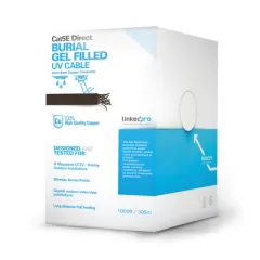 LINKEDPRO--LINKEDPRO PRO-CAT-5E-GELX | Bobina de cable de 305 m, Cat5E, con gel, para intemperie, doble forro extrema humedad, bajo tierra, UL, color negro.-