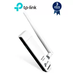 TP-LINK--TP-LINK TL-WN722N - Adaptador USB inalámbrico de alta ganancia N 150 Mbps en 2.4 GHz con antena desmontable de 4dBi.-