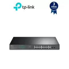 TP-LINK--TP-LINK TL-SG1218MPE - Switch JetStream con 16 puertos 10/100/1000Mbps y soporte PoE af/at, además de 2 puertos SFP con una capacidad total de hasta 192W.-