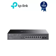TP-LINK--TP-LINK SG2210MP - Switch JetStream SDN administrable con 8 puertos 10/100/1000 Mbps y 2 puertos SFP, equipado con 8 puertos PoE y un presupuesto total de 150W. Permite administración centralizada a través de OMADA SDN."-