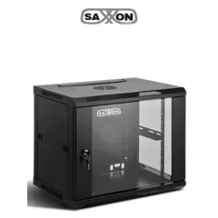 SAXXON--SAXXON SXR12U5412A - Gabinete de Pared Negro / 12UR / Puerta de Vidrio Templado / Alto 60 cm / Ancho 53 cm / Profundidad 40 cm-