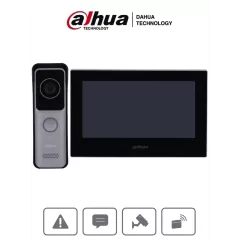 DAHUA--DAHUA KTW02 - Kit de Videoportero IP Wifi/ Monitor de 7 Pulgadas Wifi/ 6&1 E&S de Alarma/ Soporta PoE/ Frente de Calle con Camara de 2 Megapixeles/ Ranura MicroSD/ Apertura de Puerta/ Soporta Hasta 3000 Tarjetas/ IP65/ #LoNuevo-