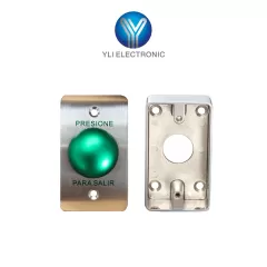 YLI ELECTRONIC--YLI PBK818A800AM - Paquete con Botón de Salida Tipo Hongo y Caja de Montaje Metálicos para Instalación Segura-