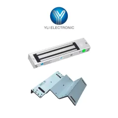 YLI ELECTRONIC--YLI YM500NLEDPACK - Paquete de Cerradura Magnética con Indicador LED y Soporte MBK500NZL Control de Acceso para Interiores 500 kg (1200 lb) de Fuerza Doble Voltaje 12V/24V DC-