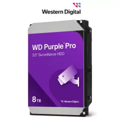 WESTERN DIGITAL--WESTERN DIGITAL WD8002PURP - Disco Duro de 8TB Purple PRO / Especial para Videovigilancia con IA / Tecnología IA AllFrame/ Interface: Sata 6 Gb/s/ Cache 256 MB/ Hasta 64 Cámaras/ 32 Secuencias de IA para Análisis de Aprendizaje Profundo-