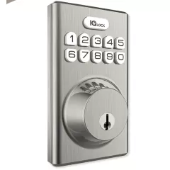 QOLSYS--QOLSYS IQDLK-PGK-SN Cerradura con botón pulsador - Cerradura Inteligente PowerG, color Níquel Satinado (Satin Nickel) #TECNOWEEN #TW5 #CINE-