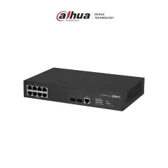 DAHUA--DAHUA DH-AS4300-8GT2GF- Switch Gigabit administrable de capa 2 con 8 puertos10/100/1000 Base-T y2 ranuras SFP d 1Gbps. Ofrece una capacidad de switching de 20Gbps y viene con una robusta carcasa metálica, ideal para redes de alto rendimiento-