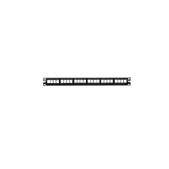 PANDUIT--PANDUIT NKFP24Y - Panel de Parcheo NetKey™ Keystone, 24 puertos, 1 RU / Negro / Hasta 24 módulos Keystone para aplicaciones no blindadas / Panel descargado o vacío-