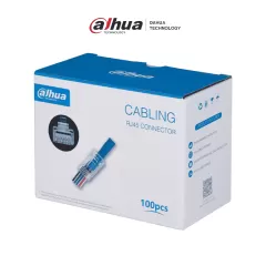 DAHUA--DAHUA PFM976-531-PT - Caja con 100 Plugs Pass through RJ45 Cat5e/ Chapado de Oro de 15 U"/ Clasificación de Resistencia al Fuego UL94V-2 /-