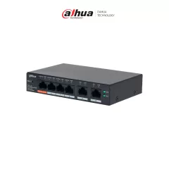 DAHUA--DAHUA DH-CS4006-4ET2ET-60 - Switch PoE de 6 Puertos Administrable con 4 PoE (10/100 Mbps) y 2 uplink (10/100 Mbps). Total de 65 W PoE, administración en la nube con DoLynk Care, carcasa metálica robusta, ideal para redes IP.-
