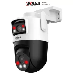 DAHUA--Dahua IPC-WPT1539DD-SW-5E2-PV - Cámara IP PT Wifi Dual de 10 MP, 2 Lentes de 5 MP cada uno (Fijo y PT), Iluminador Dual Inteligente/ IR de 50m, Microfono y Altavoz Integrados, IA, Autotracking, Disuación activa, Ranura MicroSD, IP66-