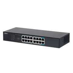 DAHUA--DAHUA DH-S3016-16GT- Switch Gigabit de 16 Puertos No Administrable de capa 2, con velocidad 10/100/1000 Mbps, capacidad de conmutación de 32G, tasa de reenvío de 23.8 Mbps y protección contra descargas.-