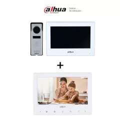 DAHUA--DAHUA DHI-KTH01+DHI-VTH1020J - Kit de Videopotero Hibrido + Frente de Calle Analogico con Camara de 1.3 MP + DAHUA VTH1020J- Monitor analógico de 7 pulgadas compatible con KTA01 / KTA02 /-
