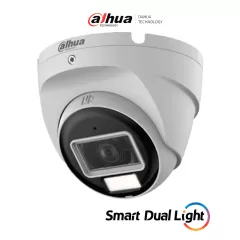 DAHUA--DAHUA HAC-T2A21N-U-IL-A- Cámara Domo de 2 Megapixeles/ Lente de 2.8 mm con Apertura Hasta 100°/ Iluminación Inteligente Hasta 30Mts con IR + 20Mts Luz Calida/ Con Micrófono Incorporado/ Para Exterior IP67/ Metal-