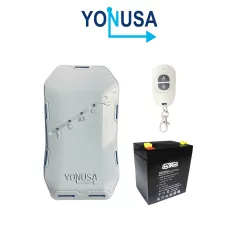 YONUSA--YONUSA EYHS1BAT Energizador de nueva generación para solución de cerco eléctrico. Cubre 500 metros lineales o 100 metros en 5 líneas y batería de respaldo de 12VDC a 4.5 Ah-