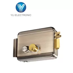 YLI ELECTRONIC--YLI ABK702BR - Cerradura Eléctrica Derecha / Carcasa Metálica / Apertura con Botón, Llave / 12VDC / Uso Interior / Compatible con Controles de Acceso-