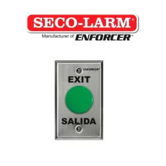 SECO-LARM--Seco-Larm SD7201GCPE1Q - Placa Con Botón Para Presionar De Color Verde De Salida. "Exit" y "Salida," SPDT-