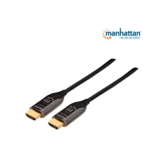 MANHATTAN--MANHATTAN 355445 - Cable HDMI Optico Activo Plenum de 50 Metros/ Resolución 4K@60Hz/ Soporta 3D y Canal Ethernet/ HDMI Macho a Macho/ Soporta Canal de Retorno de Audio (ARC)/ Admite Imagenes HDR/ (Sobre Pedido)-
