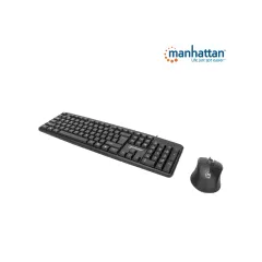 MANHATTAN--MANHATTAN 178464 Juego de teclado y mouse óptico, cableados Teclado con cable y ratón óptico con cable, negro-