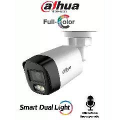 DAHUA--DAHUA DH-HAC-HFW1500RLN-IL-A-S3-DIP - Camara Bullet de 5 Megapixeles/ Iluminación Dual Inteligente + FullColor/ Lente de 2.8mm/ 106 Grados de Apertura/ 20 Metros de IR y Luz Visible/ Micrófono Integrado/ IP67/ Soporta: CVI/CVBS/AHD/TVI/-
