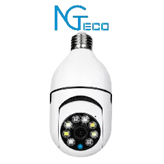 ZKTECO--NGTECO NGSH01C2IN - Foco con Cámara Inteligente WiFi / 2MP / Visión PTZ 355° / Lente HD 4mm / Visión Nocturna IR + Luz Blanca / Audio 2 Vias / Almacenamiento Local y en la Nube / Onvif / Compatible con Alexa y Asistente de Google-