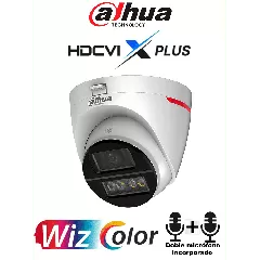 DAHUA--DAHUA DH-HAC-HDW1549XN-A-PRO -Cámara Domo 5MP WizColor/Imagen 24 Horas a Color/Corrección de Imagen Mediante IA/ Iluminador Int con Luz Calida/ Hasta 50m Ilumin/ Doble Mic Incorp/Lente de 2.8mm Visión de Hasta 101°/WDR Real/ Policarbonato+Metal-