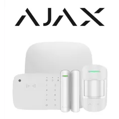 AJAX--AJAX KIT HUB 4G KEYPADCOMBI - Panel de alarma Hub 4G conexión ETHERNET- 4G APP “AJAX PRO” iOS y Android , 1 sensor de movimiento, 1 detector puerta o ventana, 1 Teclado táctil inalámbrico con sirena incluida y lector DESFire.-