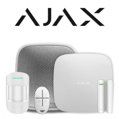 AJAX--AJAX KIT BASIC EXT - Panel de alarma Hub 4G conexión ETHERNET con 1 ranura 4G color Blanco / APP “AJAX PRO” iOS y Android , 1 sensor de movimiento, 1 detector para puerta o ventana, 1 control remoto y una sirena EXTERIOR inalámbrica-
