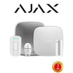 AJAX--AJAX KIT BASIC EXT - Panel de alarma Hub 4G conexión ETHERNET con 1 ranura 4G color Blanco / APP “AJAX PRO” iOS y Android , 1 sensor de movimiento, 1 detector para puerta o ventana, 1 control remoto y una sirena EXTERIOR inalámbrica-