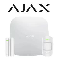 AJAX--AJAX KIT BASIC - Panel de alarma Hub 4G conexión Ethernet y una ranura sim 4G / APP “AJAX PRO” iOS y Android , 1 sensor de movimiento y 1 detector de puerta o ventana con entrada auxiliar en color blanco-