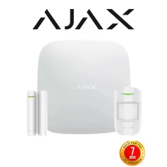 AJAX--AJAX KIT BASIC - Panel de alarma Hub 4G conexión Ethernet y una ranura sim 4G / APP “AJAX PRO” iOS y Android , 1 sensor de movimiento y 1 detector de puerta o ventana con entrada auxiliar en color blanco-