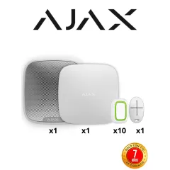 AJAX--AJAX KIT ALARMA VECINAL W - Panel Hub4G conexión Ethernet y una ranura 4G LTE / APP “AJAX PRO” iOS y Android , 10 Botones Inalámbricos ,1 control remoto y una sirena EXTERIOR inalámbrica-