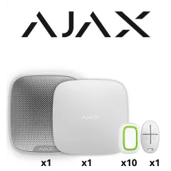 AJAX--AJAX KIT ALARMA VECINAL W - Panel Hub4G conexión Ethernet y una ranura 4G LTE / APP “AJAX PRO” iOS y Android , 10 Botones Inalámbricos ,1 control remoto y una sirena EXTERIOR inalámbrica-