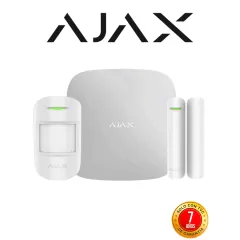 AJAX--AJAX KIT STARTER - Panel de alarma Hub2Plus conexión Ethernet / WiFi / LTE APP “AJAX PRO” iOS y Android , 1 sensor de movimiento y 1 detector de puerta o ventana con entrada auxiliar en color blanco-