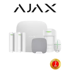 AJAX--AJAX KIT RESIDENCIAL - Panel de alarma Hub2Plus conexión Ethernet / WiFi / LTE, APP “AJAX PRO” iOS y Android , 1 sensor de movimiento, 2 detectores para puerta o ventana, 1 control remoto y una sirena interior inalámbrica color Blanco-