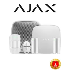 AJAX--AJAX KIT RESIDENCIAL PLUS EXT- 1 Hub2Plus conexión Ethernet/WiFi/LTE color Blanco/APP “AJAX PRO” iOS y Android, 1 sensor de movimiento, 2 detectores para puerta o ventana, 1 control remoto y 1 sirena EXTERIOR inalámbrica-