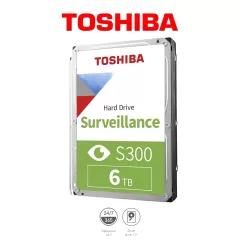 TOSHIBA--TOSHIBA HDWT860UZSVA - Disco Duro de 6 TB, Serie S300 especial para videovigilancia, ideal para trabajo 24/7, interfaz SATA 3.5", 5400 rpm, 128 MB, hasta 64 cámaras-
