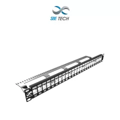 SBE TECH--SBE TECH SBE-PMODS - Panel de parcheo modular de 24 puertos, blindado, compatible con jacks Cat 5, Cat 6 y Cat 6A-