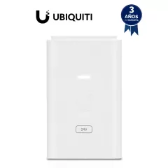 UISP--UBIQUITI POE-24-7W-G-WH - Inyector PoE Gigabit con protección contra descargas, alimentación de 24V DC a 0.3A y capacidad para reset remoto.-
