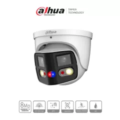DAHUA--DAHUA IPC-PDW3849-A180-AS-PV Cámara IP WizSense Eyeball con multivisión en dos sensores de 4MP, ofreciendo un ángulo de 180°. Con IR de 25 m, LED de 20 m, disuasión activa, ePTZ, micrófono, altavoz, y protección IP67.-