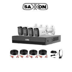 SAXXON--SAXXON SUA-KIT/XVR1E04-I/4-B20M-0280B-Kit de 4Canales HDCVI 1080P/4 Cámaras B20M de 2.8mm con Campo de Visión de Hasta 100°/Grabador Soporta Hasta 5 Canales IP yDetección de Movimiento Inteligente/Cámaras Fabricadas en Metal deAlta Duración-